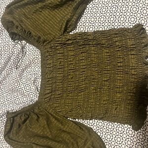 Old Navy Green Ruched 3/4 Sleeve Blouse